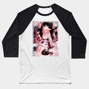 Yae Miko the Lamia (Snake Girl) doing her Fox Fingers Baseball T-Shirt